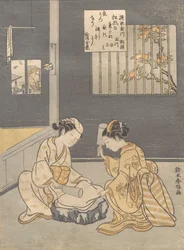 Piena del tessuto al fiume gioiello Kinuta no Tamagawa, ca. 1768