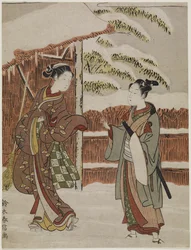 Mitate di una scena dal dramma Kabuki Versione femminile degli alberi in vaso, c. 1768