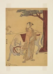 Parodia della storia di Chao Fu (stampa xilografica a colori)