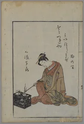 Bellezza seduta, periodo Edo