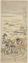 Bagliore del tramonto a Seta (Seta sekisho), dalla serie "Otto vedute di Omi (Omi hakkei no uchi)"