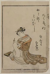 La cortigiana che scrive da un libro dalla serie Una collezione di belle donne di Yoshiwara