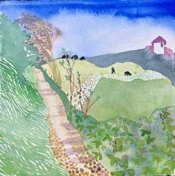 South West Coast Path - Gara Rock, 2023 (acquerello su carta)