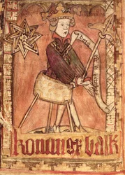 Il re amministra la giustizia, dai Codici nazionali di Magnus Eriksson (1319-64), 1450 circa