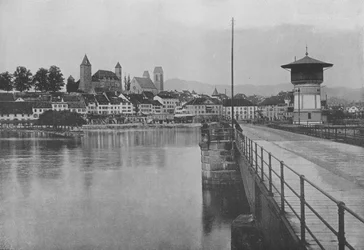 Rapperswil, Lago di Zurigo (foto in bianco e nero)