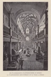 La Wasserkirche, Biblioteca della città, a Zurigo (incisione)