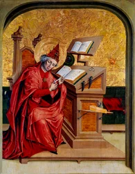 Ritratto di San Gregorio Magno (540-604) Papa dal 590 al 604 Dipinto della Scuola Svizzera del XV secolo