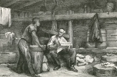 Scena in una capanna per la produzione del formaggio