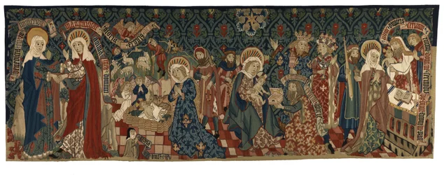 Arazzo dorsale che raffigura quattro scene della Vita della Vergine, da Basilea, c.1450-75