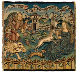 Pannello di arazzo che raffigura la caccia all