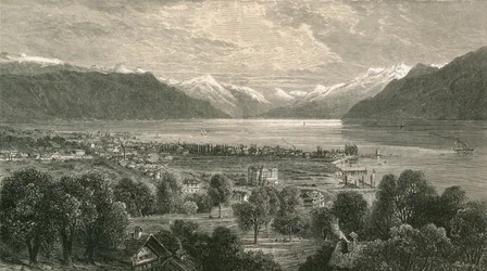 Vevey e la parte superiore del lago di Ginevra, verso la valle del Rodano