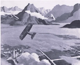 Scout britannici che lasciano il loro aerodromo in pattuglia sull