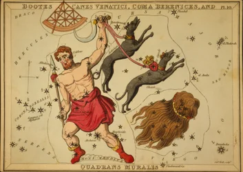 Bootes Canes Venatici, Coma Berenices e Quadrans Muralis, illustrazione da 