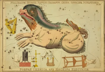 Psalterium Georgii, Fluvius Eridanus, Cetus, Officina Sculptoris, Fornax Chemica e Machina Electrica, illustrazione da 