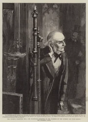 Il disegno di legge sul suffragio femminile, Mr Gladstone ascolta i numeri della lista di divisione dietro la sedia dello Speaker
