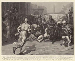 Una Lotta per il Baksheesh del Chedivè, una scena alla Processione del Sacro Tappeto attraverso il Cairo