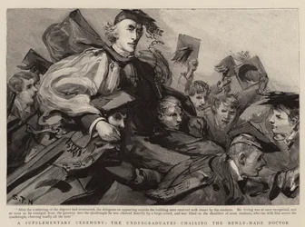 Una cerimonia supplementare, gli studenti portano in trionfo il neodottore