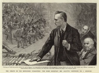 Il dibattito sui dinamitardi imprigionati, il Segretario di Stato per gli Affari Interni (Mr Asquith) risponde a Mr J Redmond