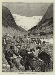 La visita del Principe di Galles in Norvegia, tirare la rete sotto il Buarbrae, Sandvenvand, Hardanger