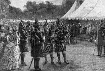La tenda reale al ricevimento in giardino del giubileo, Buckingham Palace, Londra, fine del XIX secolo, 1900