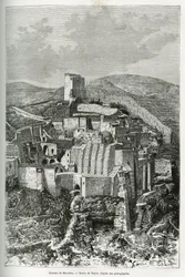 Il convento di Mar-Saba (Mar Saba) (Palestina). Incisione di Taylor, per illustrare la storia della Siria di oggi, di M. Lortet, decano della Facoltà di Medicina di Lione, incaricato di una missione scientifica dal Ministero dell