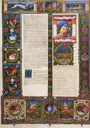 Fine del Libro del Deuteronomio e incipit dal Libro di Giosuè, dal Volume II della Bibbia di Borso d