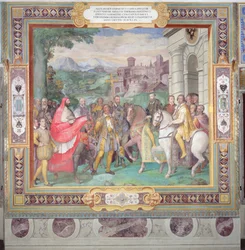 Carlo V (1500-58) con Alessandro Farnese (1546-92) a Worms, dalla 