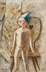 Nudo di ragazza con berretto blu