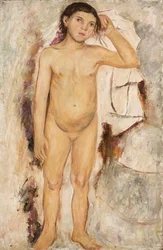 Nudo di ragazza con il braccio alzato