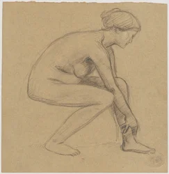Studio di nudo di donna seduta