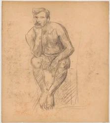 Studio di nudo maschile seduto