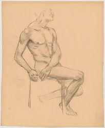 Studio di nudo maschile seduto