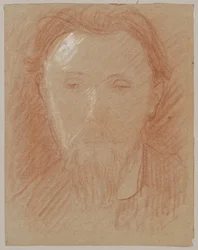 Studio di ritratto di un giovane uomo barbuto