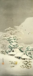 Scena nella neve a Sawatari nel distretto di Joshu, circa 1930