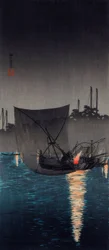 Isola di Tsukuda, reti da pesca di notte