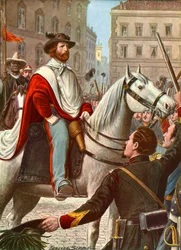 Garibaldi e la sua forza volontaria entrano per difendere Roma nel 1849