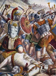 Antichità romana: il generale romano Lucullo conquista Tigrane II e gli eserciti pontici e armeni e saccheggia Tigranocerta, Armenia, 6 ottobre 69 a.C.