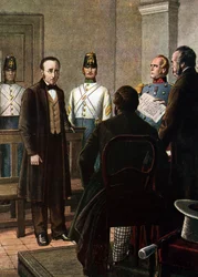 La lettura della lettera di condanna di Silvio Pellico (1789 - 1854) e Piero Maroncelli (1795 - 1846) all