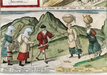 Contadini baschi. Incisione di Franz Hogenberg