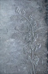 Stele incisa con un crisantemo, fiori e foglie, 618-907