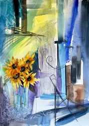 Girasoli astratti dai colori vivaci
