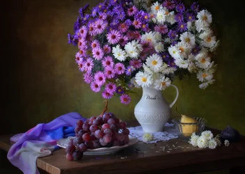 Fiori rustici e uva