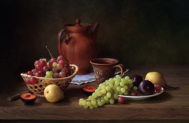 Natura morta rustica con frutta