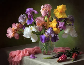 Bouquet di iris dai colori vivaci