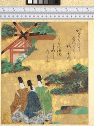 La spiaggia di Sumiyoshi, illustrazione da "I racconti di Ise", 1600-40