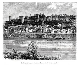 Chinon e il fiume Vienne, Francia, XIX secolo