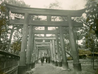 Torii nel santuario Inari di Kyoto, 1900-1915 circa (fotografia)