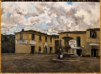 La piazzetta di Settignano in un giorno di pioggia, ca. 1861
