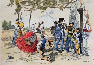 Tarantella napoletana, incisione da disegno di Teodoro Duclere