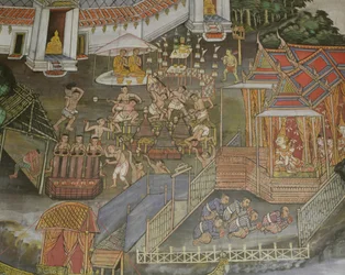 Dettaglio della città di Phitsanulok, Wat Bowonniwet Vihara, Bangkok